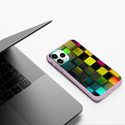 Чехол iPhone 11 Pro матовый Colored Geometric 3D pattern, цвет: 3D-розовый — фото 2