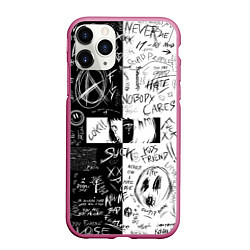 Чехол iPhone 11 Pro матовый Anime BLACK WHITE EYES, цвет: 3D-малиновый