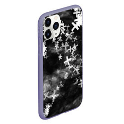 Чехол iPhone 11 Pro матовый Сердца в крестах Коллекция Get inspired! Z-b-heart, цвет: 3D-серый — фото 2