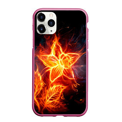 Чехол iPhone 11 Pro матовый Flower Neon Fashion 2035 Flame, цвет: 3D-малиновый