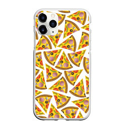 Чехол iPhone 11 Pro матовый Кусочки вкусной пиццы, цвет: 3D-белый