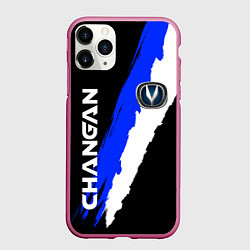 Чехол iPhone 11 Pro матовый ЧАНГАН - CHANGAN - DOUBLE LINE, цвет: 3D-малиновый