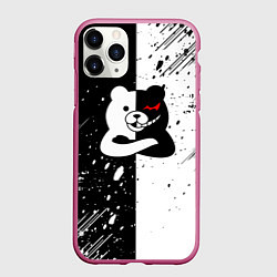 Чехол iPhone 11 Pro матовый Monokuma брызги, цвет: 3D-малиновый