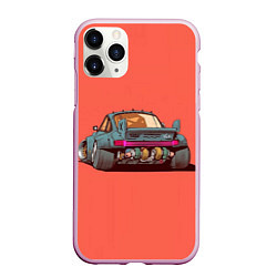 Чехол iPhone 11 Pro матовый Cyber car, цвет: 3D-розовый