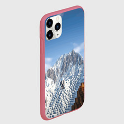 Чехол iPhone 11 Pro матовый Minecraft Mountains Video game, цвет: 3D-малиновый — фото 2
