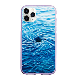 Чехол iPhone 11 Pro матовый Водоворот Океан, цвет: 3D-светло-сиреневый