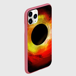 Чехол iPhone 11 Pro матовый Черная дыра на красно-желтом фоне, цвет: 3D-малиновый — фото 2