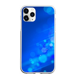 Чехол iPhone 11 Pro матовый Блики на синем фоне, цвет: 3D-белый