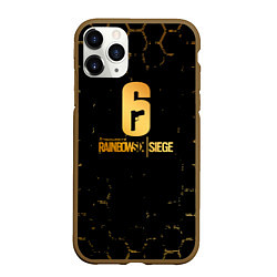 Чехол iPhone 11 Pro матовый Rainbow six siege соты, цвет: 3D-коричневый