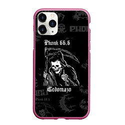 Чехол iPhone 11 Pro матовый Phonk смерть с косой, цвет: 3D-малиновый