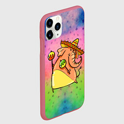 Чехол iPhone 11 Pro матовый Мексиканский веселый слон, цвет: 3D-малиновый — фото 2