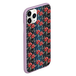 Чехол iPhone 11 Pro матовый Flowers Pattern, цвет: 3D-сиреневый — фото 2