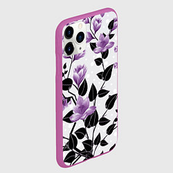 Чехол iPhone 11 Pro матовый Распустившиеся фиолетовые цветы, цвет: 3D-фиолетовый — фото 2