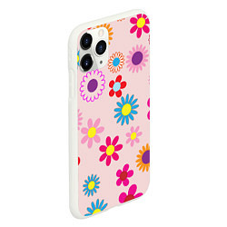 Чехол iPhone 11 Pro матовый Мультяшные цветочки, цвет: 3D-белый — фото 2