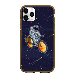 Чехол iPhone 11 Pro матовый Космонавт на велосипеде, цвет: 3D-коричневый