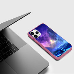 Чехол iPhone 11 Pro матовый Фантастический пейзаж Водопад Неон, цвет: 3D-малиновый — фото 2