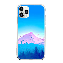 Чехол iPhone 11 Pro матовый Лес Горы Стая птиц Nature, цвет: 3D-белый