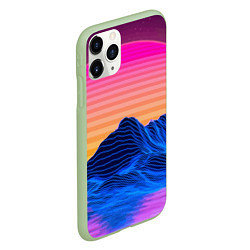 Чехол iPhone 11 Pro матовый Vaporwave Mountains Психоделика Неон, цвет: 3D-салатовый — фото 2