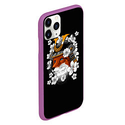 Чехол iPhone 11 Pro матовый Лис Самурай, цвет: 3D-фиолетовый — фото 2