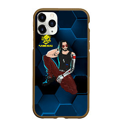 Чехол iPhone 11 Pro матовый Johnny cyberpunk2077, цвет: 3D-коричневый