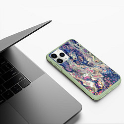 Чехол iPhone 11 Pro матовый Не смешавшиеся краски abstract pattern, цвет: 3D-салатовый — фото 2