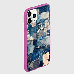 Чехол iPhone 11 Pro матовый Patchwork Jeans Осень Зима 2023, цвет: 3D-фиолетовый — фото 2