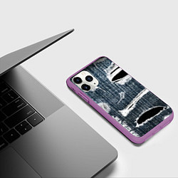 Чехол iPhone 11 Pro матовый Джинсовое рваньё Fashion trend, цвет: 3D-фиолетовый — фото 2