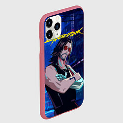 Чехол iPhone 11 Pro матовый Johnny Cyberpunk2077, цвет: 3D-малиновый — фото 2
