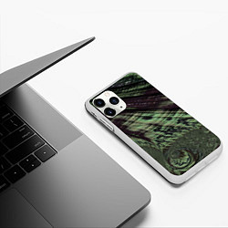 Чехол iPhone 11 Pro матовый Камуфляжный змеиный фрактал, цвет: 3D-белый — фото 2