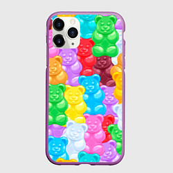 Чехол iPhone 11 Pro матовый Мармеладные мишки разноцветные, цвет: 3D-фиолетовый