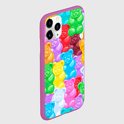 Чехол iPhone 11 Pro матовый Мармеладные мишки разноцветные, цвет: 3D-фиолетовый — фото 2