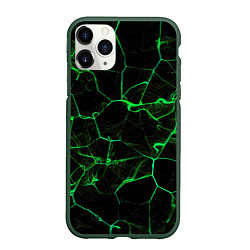 Чехол iPhone 11 Pro матовый Абстракция - Черно-зеленый фон - дым, цвет: 3D-темно-зеленый