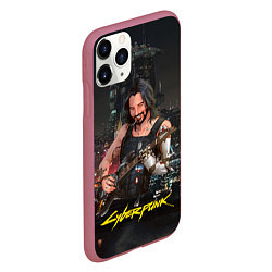 Чехол iPhone 11 Pro матовый Johnny в гитарой Джонни Cyberpunk2077, цвет: 3D-малиновый — фото 2