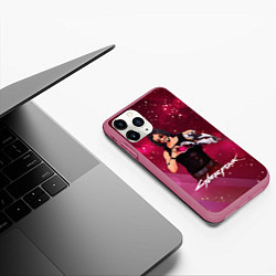 Чехол iPhone 11 Pro матовый Love Johnny, цвет: 3D-малиновый — фото 2