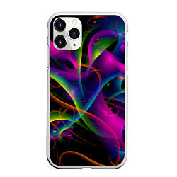 Чехол iPhone 11 Pro матовый Vanguard neon pattern Авангардный неоновый паттерн, цвет: 3D-белый