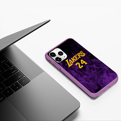 Чехол iPhone 11 Pro матовый Lakers 24 фиолетовое пламя, цвет: 3D-фиолетовый — фото 2