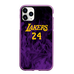 Чехол iPhone 11 Pro матовый Lakers 24 фиолетовое пламя