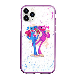 Чехол iPhone 11 Pro матовый Влюбленные Хагги Вагги и Кисси Мисси, цвет: 3D-фиолетовый