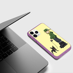 Чехол iPhone 11 Pro матовый Девочка и собака-улыбака, цвет: 3D-фиолетовый — фото 2