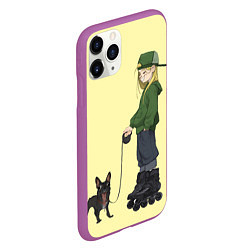 Чехол iPhone 11 Pro матовый Девочка и собака-улыбака, цвет: 3D-фиолетовый — фото 2