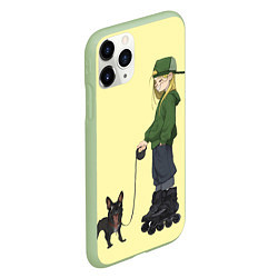 Чехол iPhone 11 Pro матовый Девочка и собака-улыбака, цвет: 3D-салатовый — фото 2