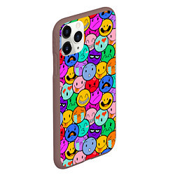 Чехол iPhone 11 Pro матовый Sticker bombing смайлы маленькие, цвет: 3D-коричневый — фото 2