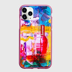 Чехол iPhone 11 Pro матовый Импрессионизм Лето Абстракция Impressionism Summer, цвет: 3D-малиновый