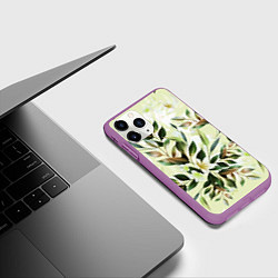 Чехол iPhone 11 Pro матовый Цветы Липовый Сад, цвет: 3D-фиолетовый — фото 2