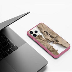 Чехол iPhone 11 Pro матовый Только для Италии Мешковина Рваньё Only for Italy, цвет: 3D-малиновый — фото 2