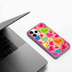 Чехол iPhone 11 Pro матовый ЛЮБОВНЫЕ СЕРДЕЧКИ LOVE HEARTS, цвет: 3D-фиолетовый — фото 2