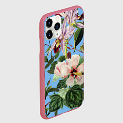 Чехол iPhone 11 Pro матовый Цветы Сине-Цветочный Букет, цвет: 3D-малиновый — фото 2
