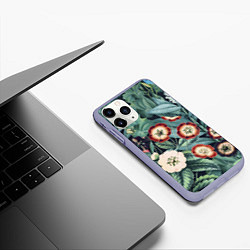 Чехол iPhone 11 Pro матовый Цветы Полуночные, цвет: 3D-светло-сиреневый — фото 2