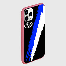 Чехол iPhone 11 Pro матовый СУБАРУ - Две линии, цвет: 3D-малиновый — фото 2