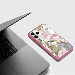 Чехол iPhone 11 Pro матовый Цветы Английский Садовый Узор, цвет: 3D-малиновый — фото 2